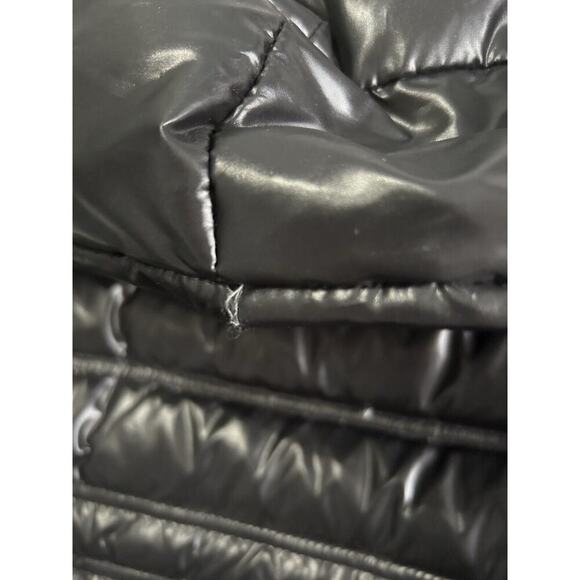 Moda international Puffer Jacket Black Women’s Size Small Long Winter Coat Shiny - Picture 10 of 15